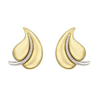 14k gold jewelry leaf earring stud with diamond